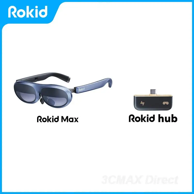 نظارات Rokid Max AR 3D الذكية الجديدة Micro OLED مقاس 215 بوصة بحد أقصى 50 °   عرض FoV للهواتف/Switch/PS5/Xbox/PC VR الكل في واحد متوفر في المخزون