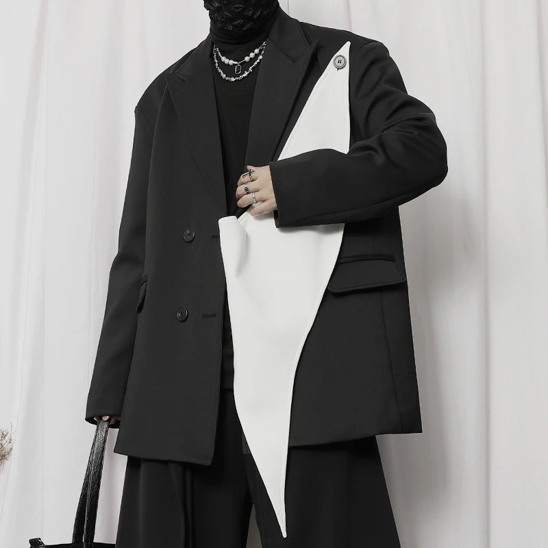 

2023 The New Leisure Suit Diablo Tide Male Space Cotton Coat The New Handsome Black And White Contrast Color the Small Suit