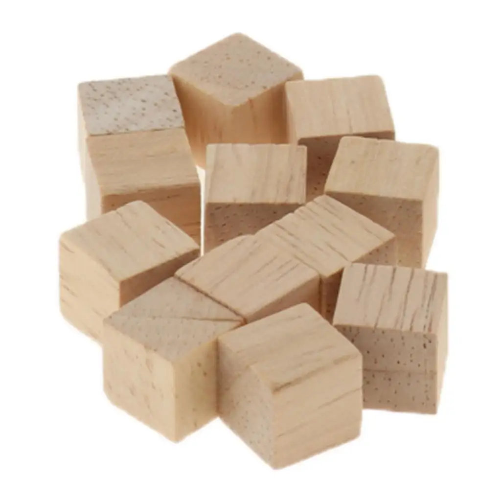 Cubes en bois non finis en vrac pour baby shower, aides mathématiques et fuchsia, briques de construction, bricolage, 1cm, 100 pièces par commande