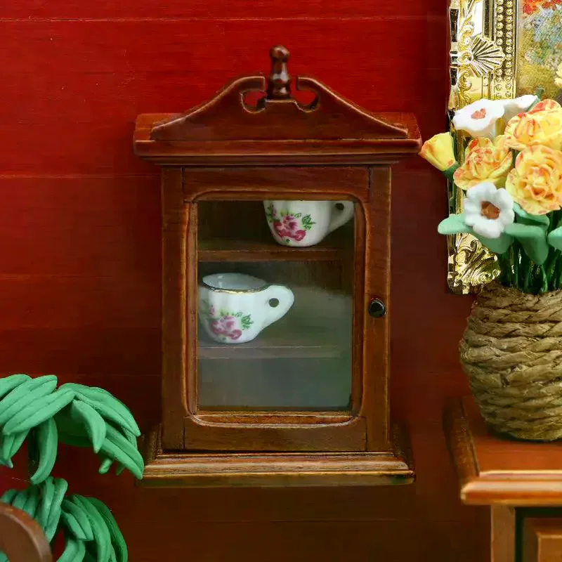 1/12 ドールハウスシングルドア壁ラック収納キャビネットモデルドールハウス家具装飾おもちゃドールハウスアクセサリー