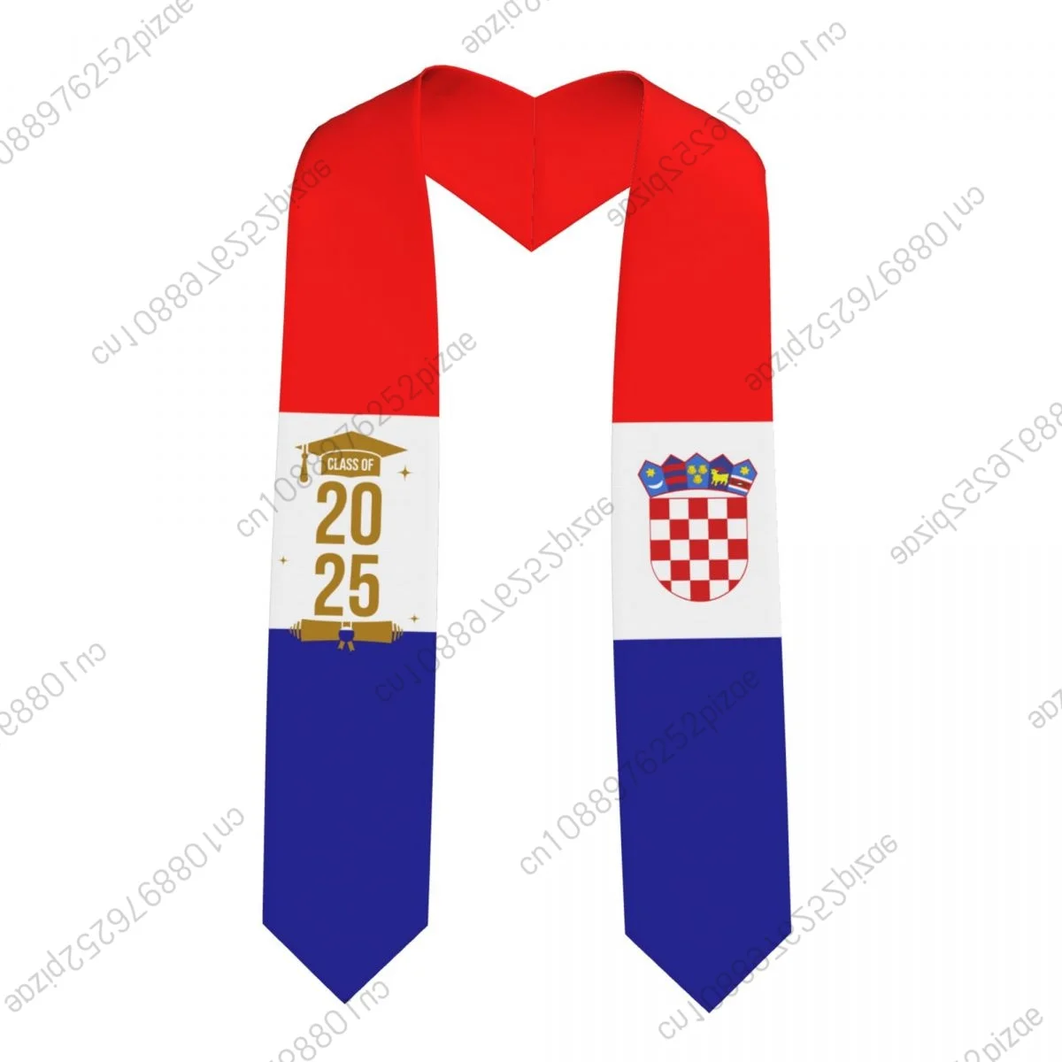 

New Croatia Flag Class Of 2025 183*13CM Graduation Stole Sash Scarf For International Students Proud