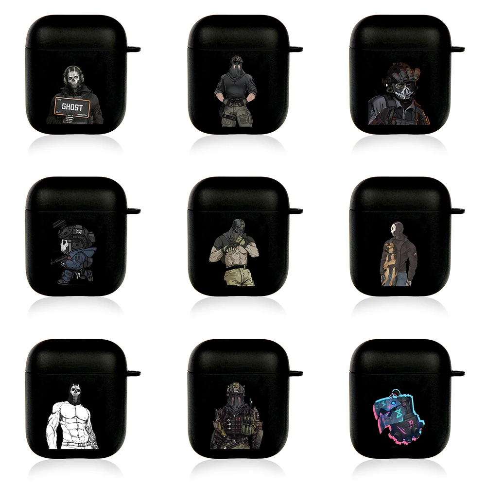 Funny Military Game Ghost Chibis Case for Airpod Pro 2 3 4 Pro Gamer Wireless Headphone Cover for Air Pods 4rd Gen Gaming Funda