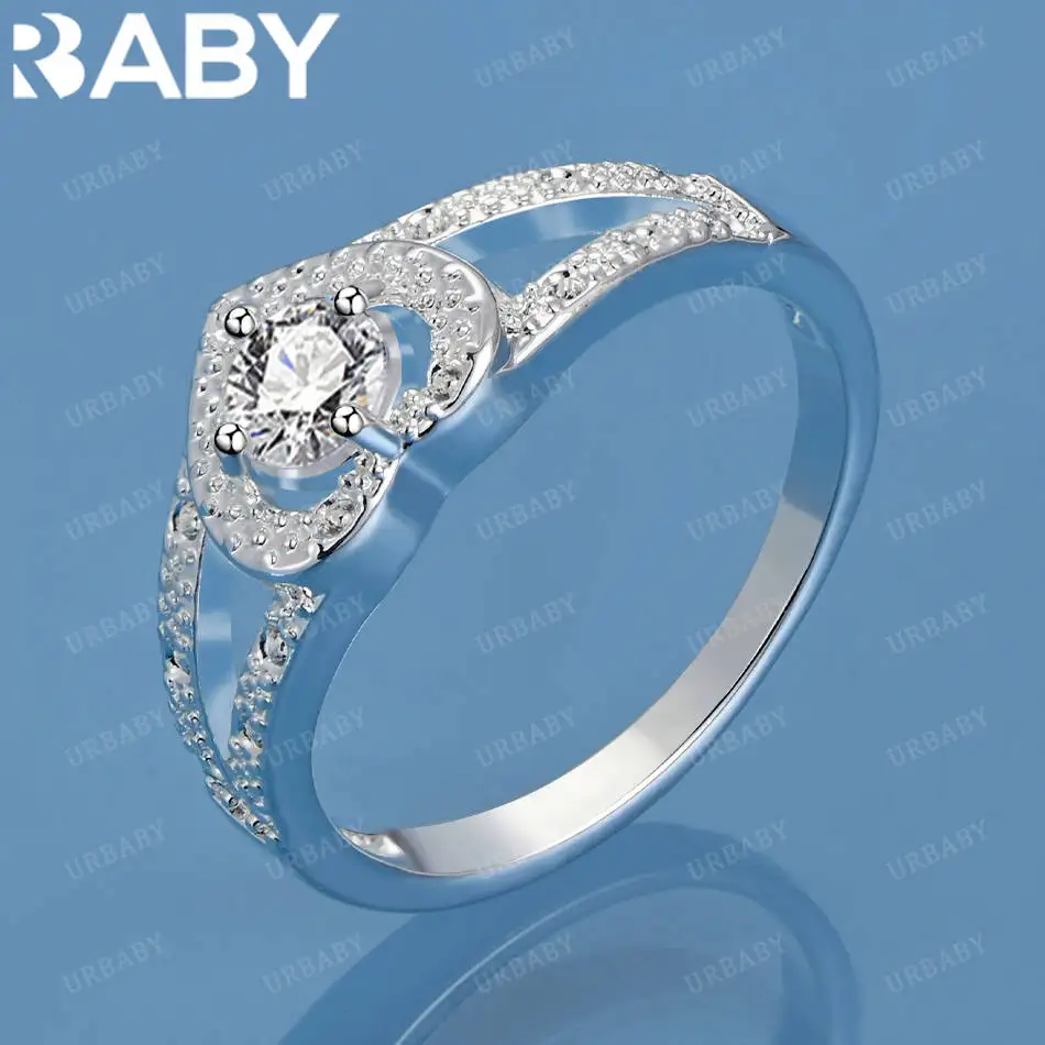 

URBABY 925 Sterling Silver Size 6-10 Zircons Heart Ring For Women Fashion Jewelry Vintage Grace Charm Noble Party Birthday Gifts