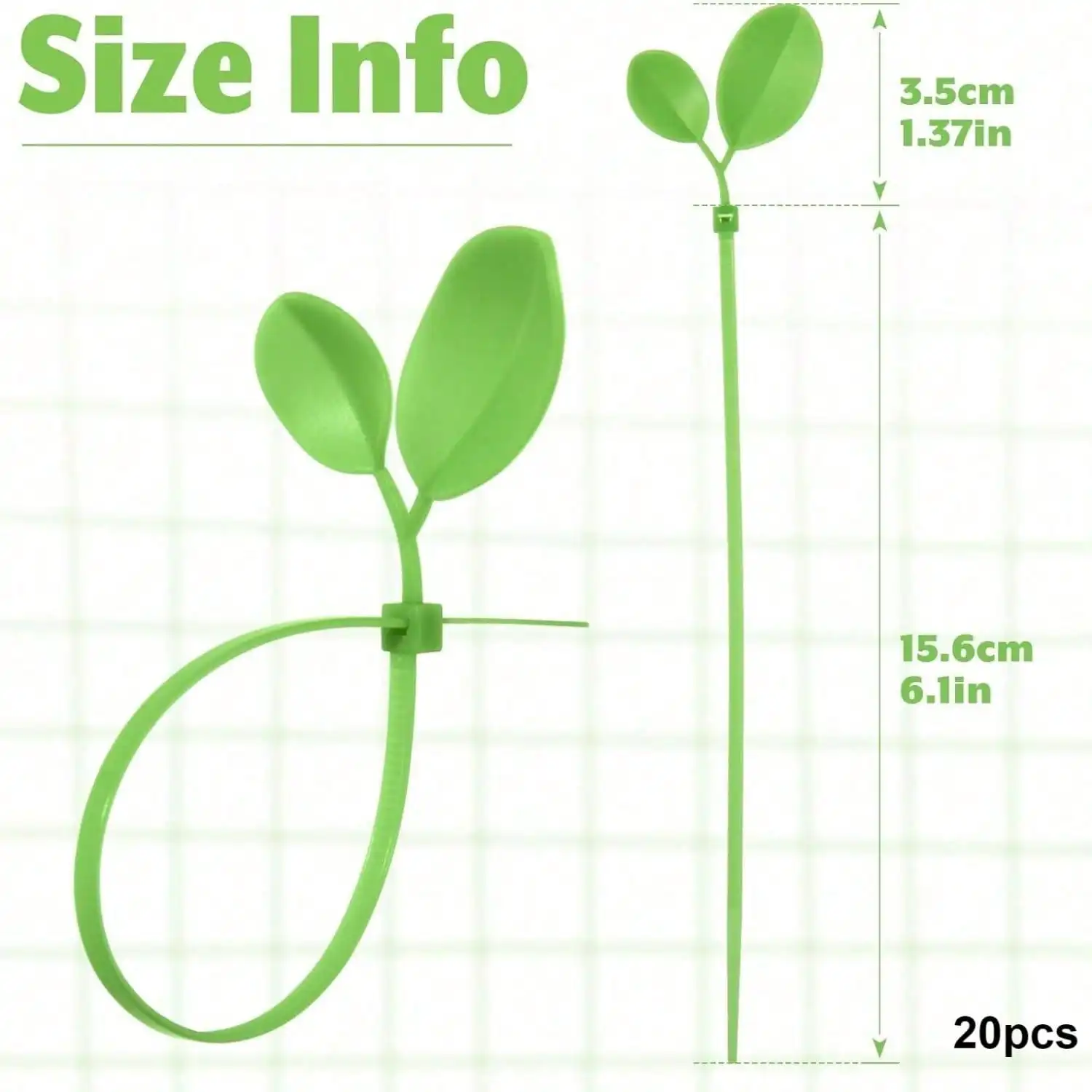20Pcs Leaf Shaped Reusable Zip Ties, Heavy Duty Self-Locking Plant Cable Ties for Garden, Home & Office Wire Organization