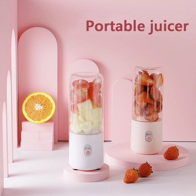 Mini Juicer Milk Shake Cup Small Portable Electric Wireless Juicer Home Usb Rechargeable 6 Blades Fruit Juice Blenders