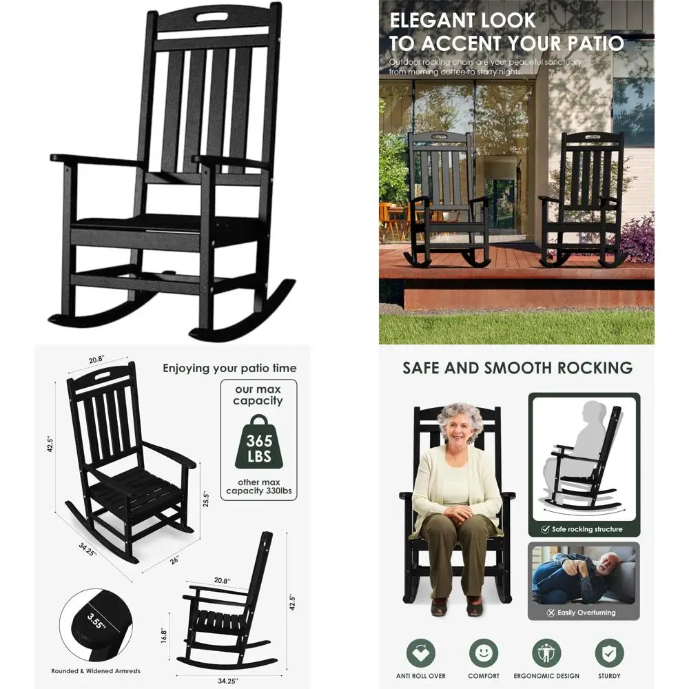 Weather-Resistant Outdoor High Back Plastic Rocking Chairs for Patio and Garden Use