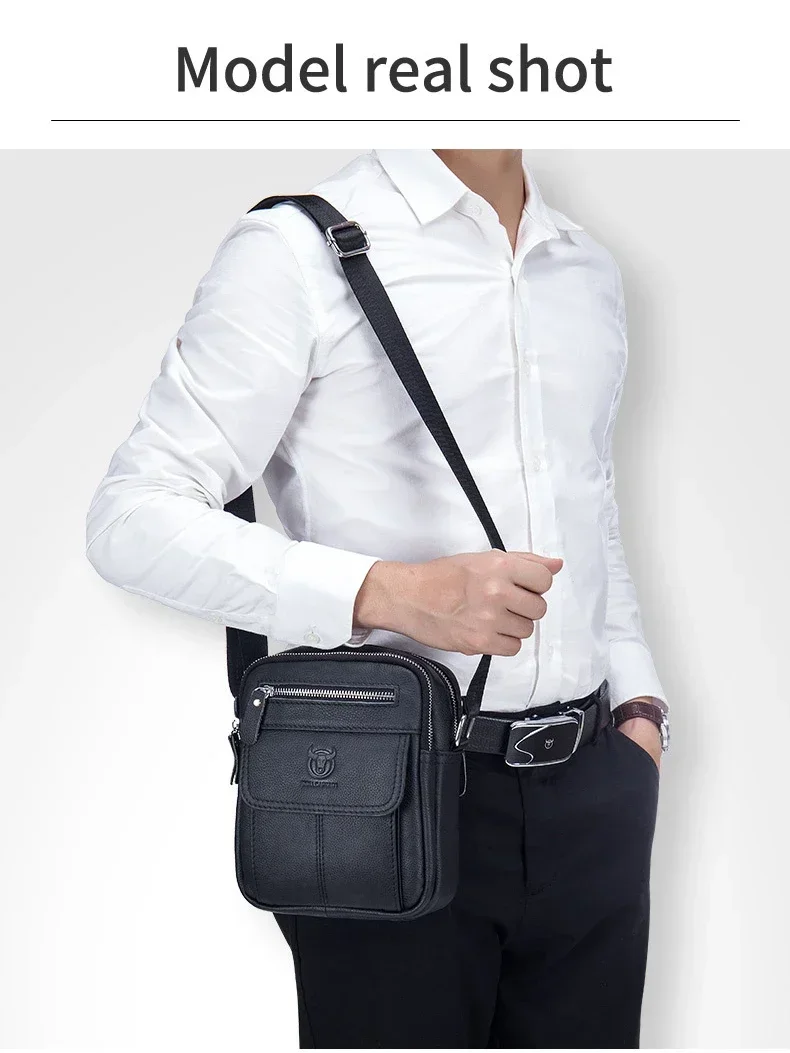 Bull captain lässige Herren Umhängetaschen Business Umhängetasche hochwertige Herren Rindsleder Tasche Mini große Kapazität Tasche – Detail 6