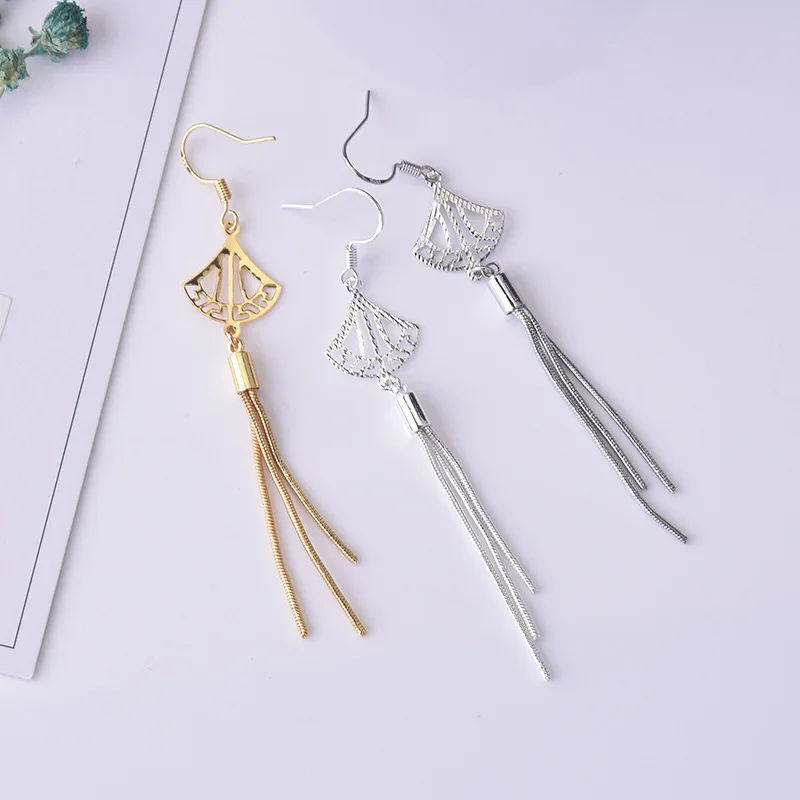 Women s925 Sterling Silver Earrings Fashion Exaggerated Long Carved Geometric Star Rhombus Tassel Drop Dangle Ear Accessories