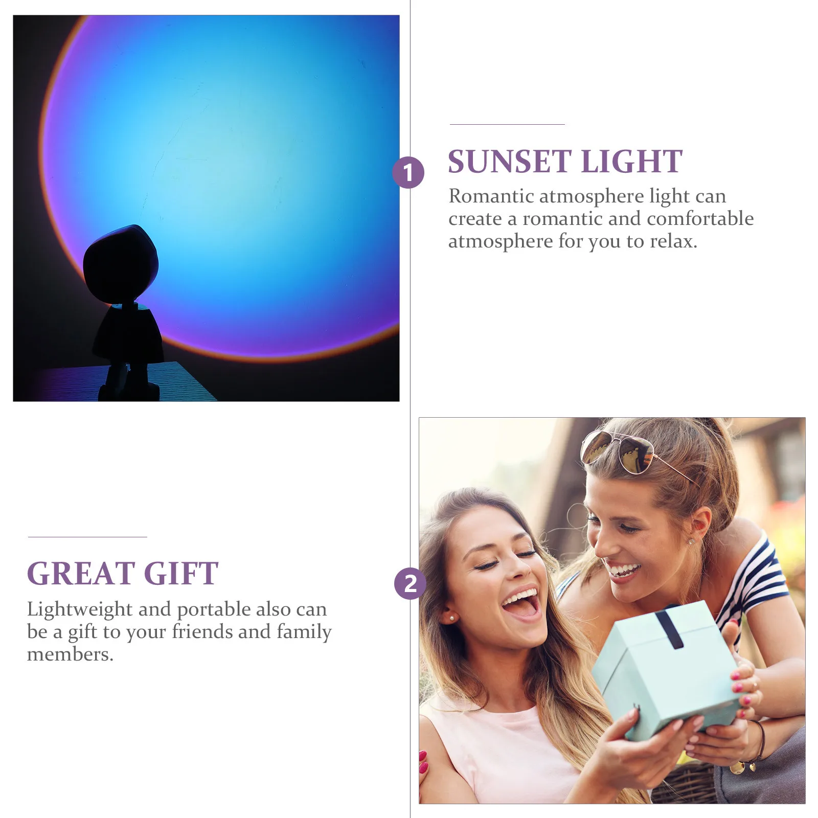 

1Set Creative Sunset Projection Lamp Robot Night Light Romantic Home Vibe Lamp Photography Prop Atmosphere Light