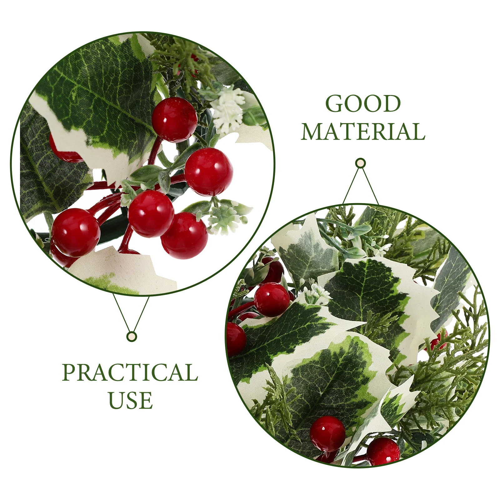 

Christmas Ring Wreath Artificial Red Berries Leaves Classic Decor Holiday Table Centerpiece Door Wall Hanging