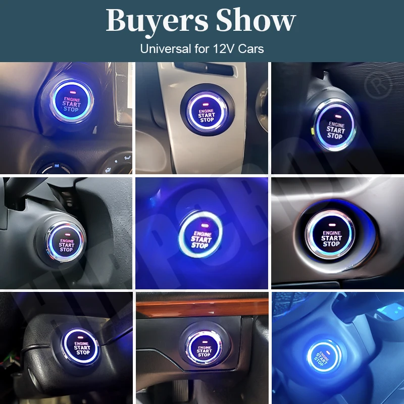 Hippcron Car PKE Keyless Remote Control Entry Start Stop Engine System Push Button Remote  Auto Universal 12V Anti-Theft