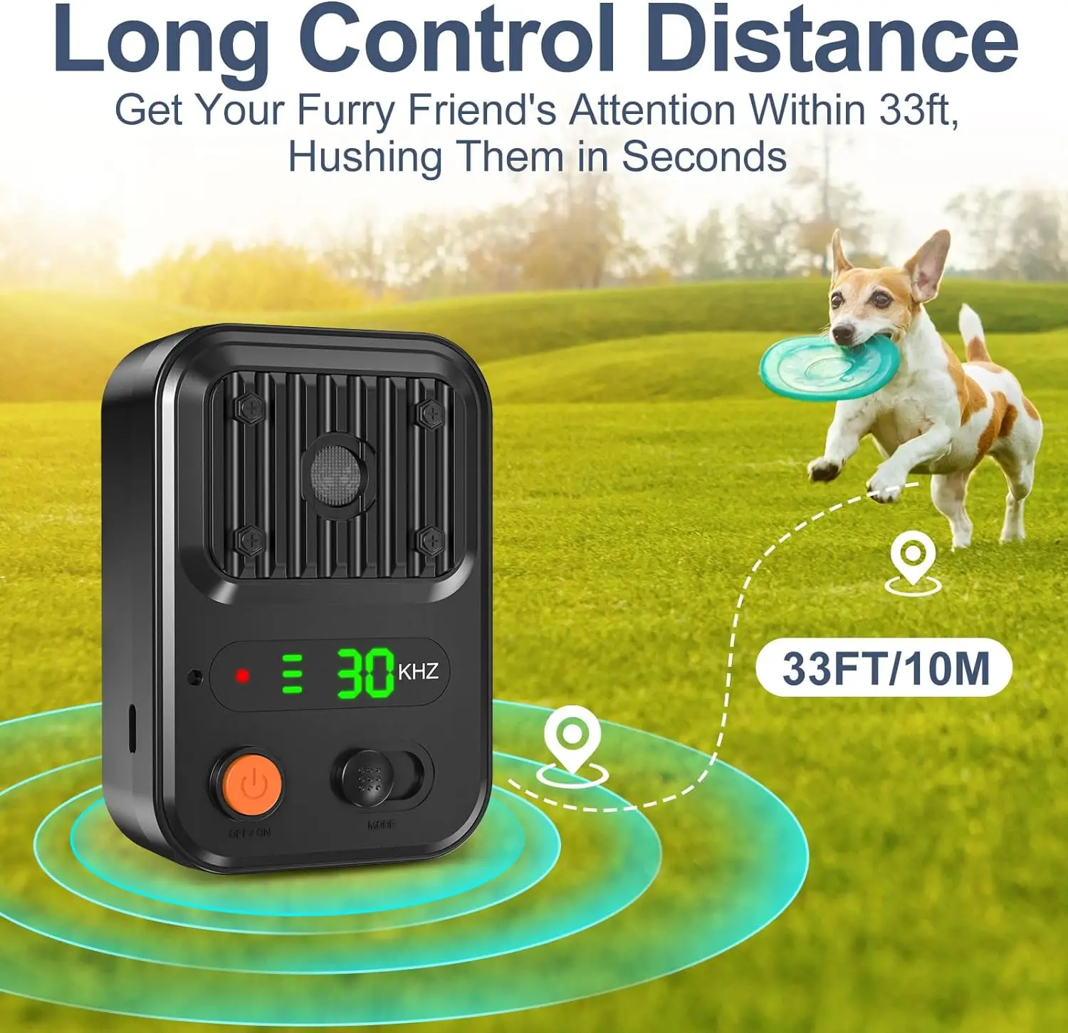 New Dog Silencer Sonic Barking Deterrent with 3 Levels, Rechargeable Bark Box Ultrasonic Driving Device Safe for Dog & People