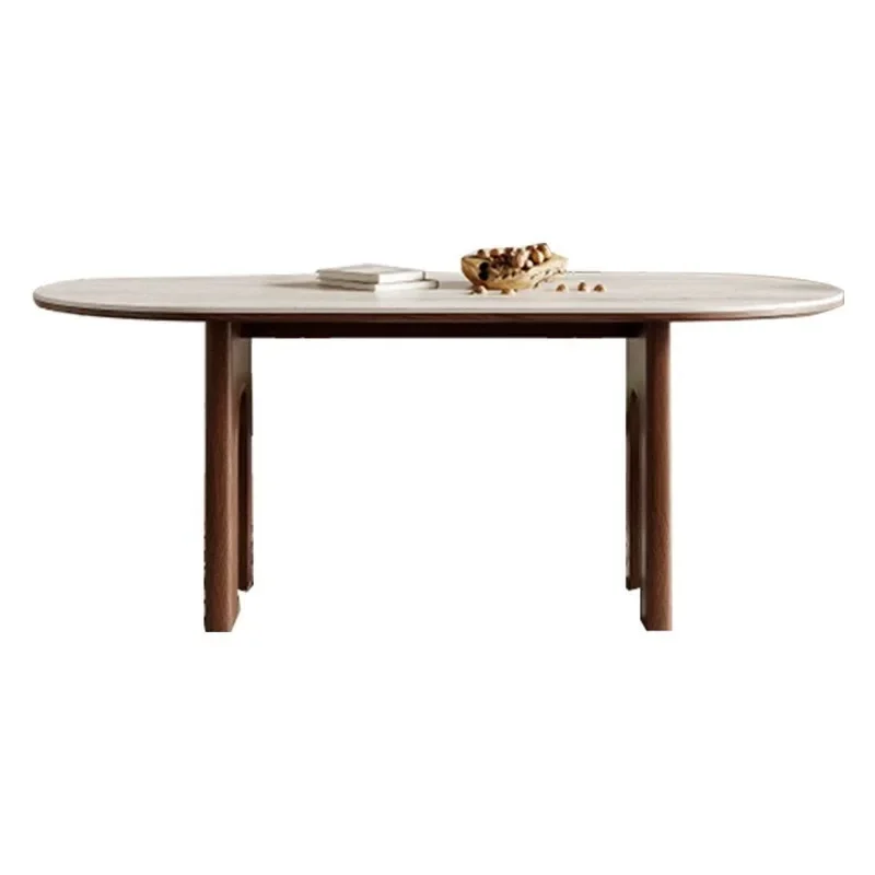 French Nordic solid wood rock slab dining table and chairs, medieval wabi-sabi retro small apartment furniture