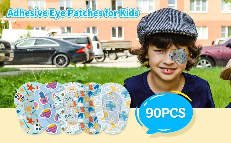 NEW 90PCS Kids Eye Patch Cartoon Stickers, Amblyopia Training Vision Aid, Adhesive Eye Cover for Adult Children Sight Care Pads