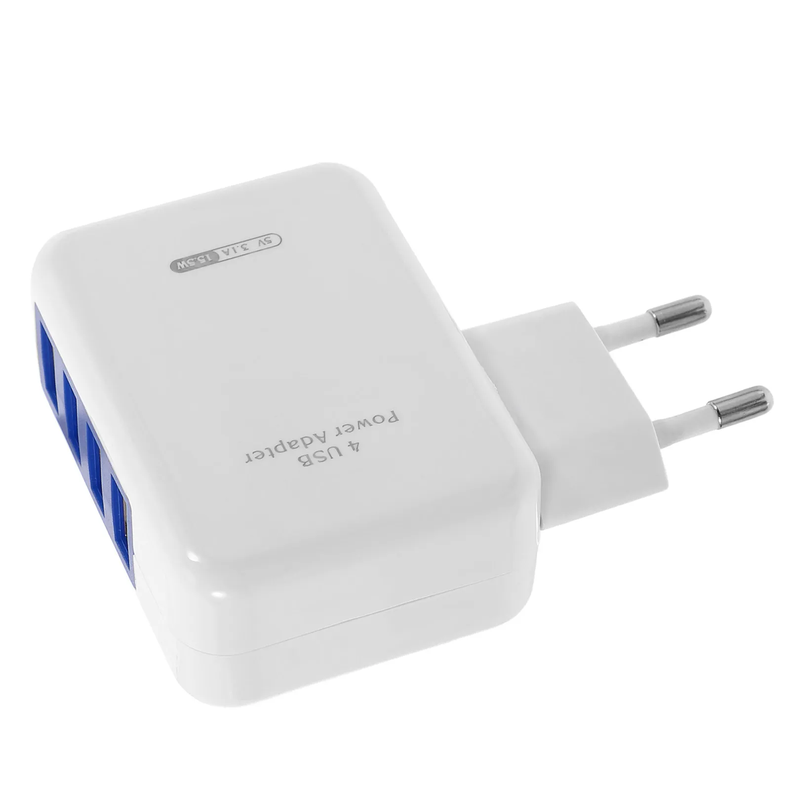 4-Port USB Charger Portable Travel Multi USB Charger Station for Mobile Phones Tablets Cameras Supports Fast Charging Protection