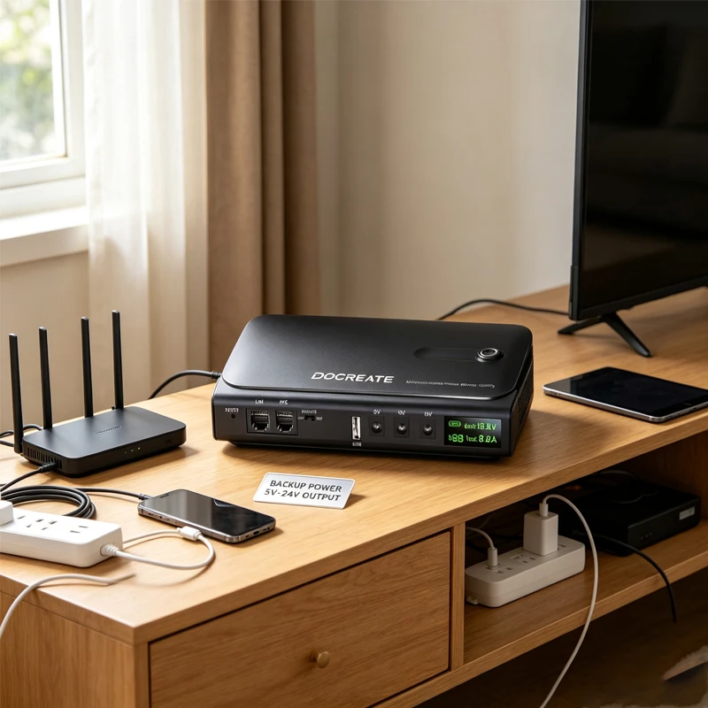 DC-USV, 5 V-24 V Ausgang, 36 W, unterbrechungsfreie Stromversorgung, 4 x 18650 Batterie (nicht im Lieferumfang enthalten), Notstromversorgung für Haus, Router, Telefon, Tablet, Modem