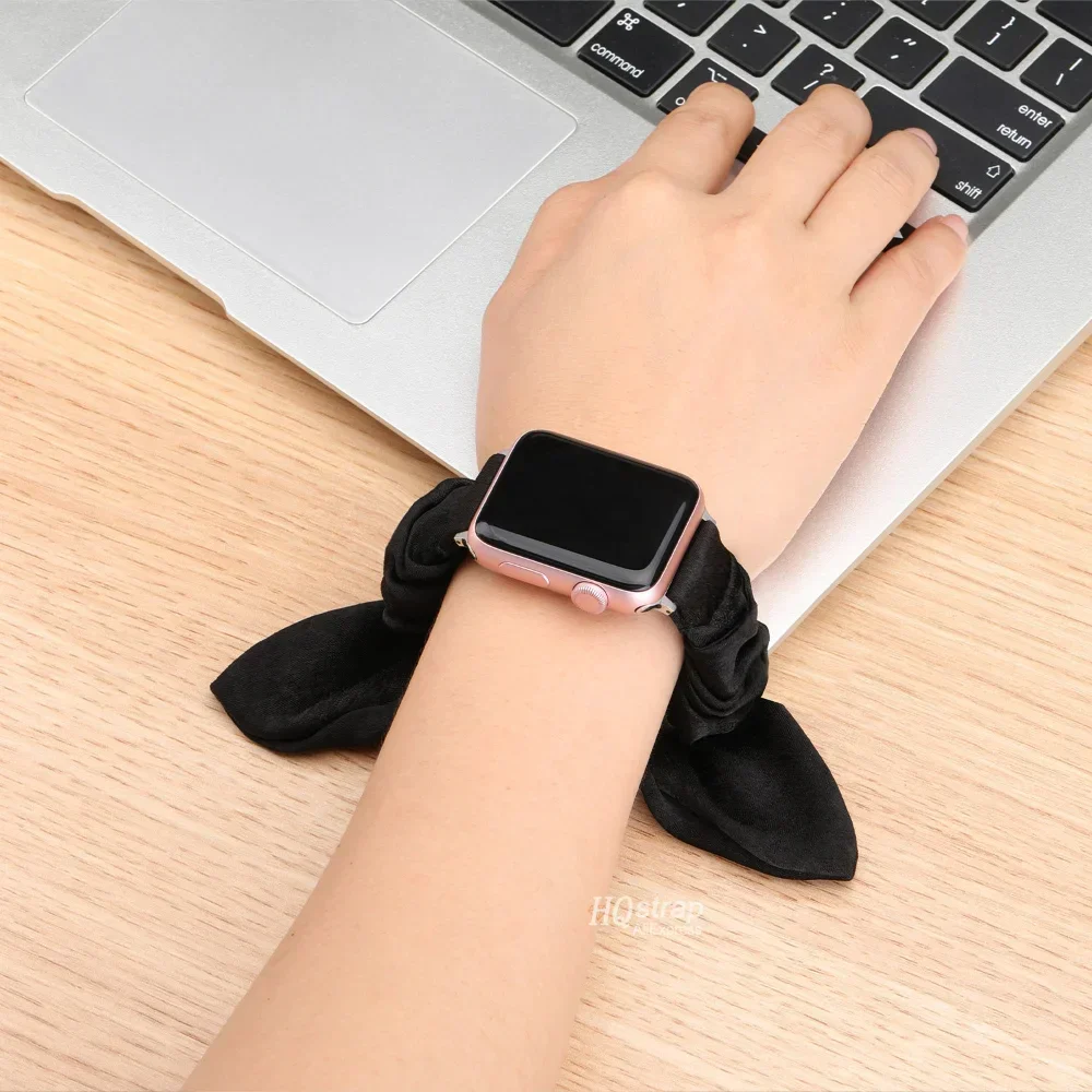 Women Scrunchie Elastic Strap for Apple Watch Band 41mm 40mm 44mm 45mm 38/42mm Belt for IWatch 5 6 7 8 SE 4 Butterfly Bracelet