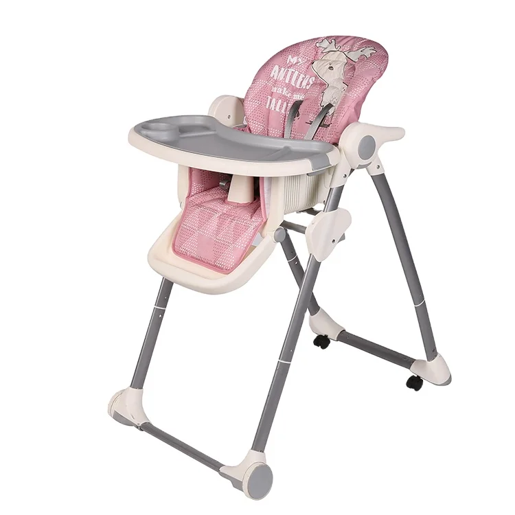 Folding Deluxe Pvc Leather Baby High Chair Baby Feeding Highchair