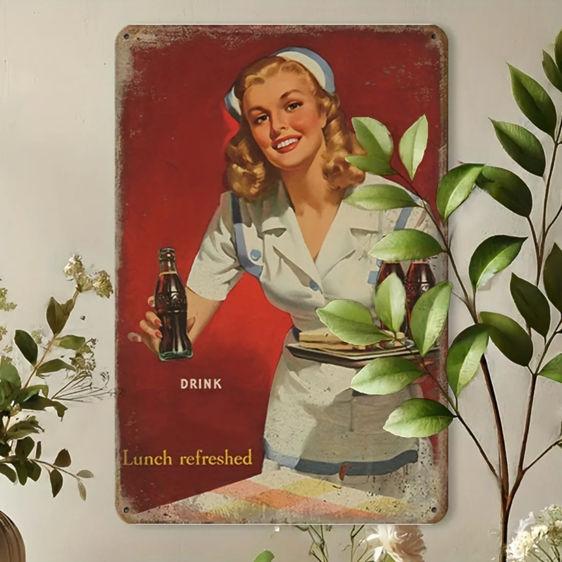 Vintage Metallschild, 20,3 x 30,5 cm, Retro-Wandkunst für Café, Bar, Heimdekoration, 1950er-Jahre-Stil