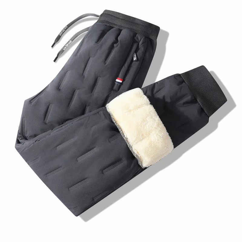 Men's Cargo Trousers Man Pants Plus Sweatpants Large Size Winter Warm Fleece Outer Y2k Alo Black Wear Thickened Baggy