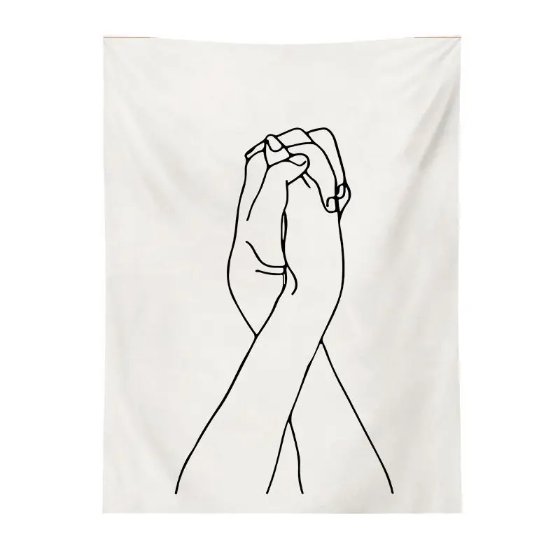 VIKAMA Minimalist Line Rock Gesture Tapestry, Nordic Black White Gesture Wall Hanging for Bedroom Living Room Decor