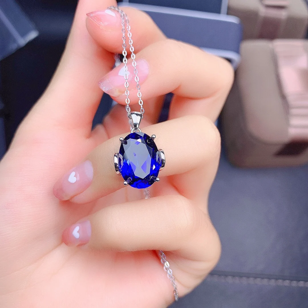 FS S925 Sterling Silver Fine Jewelry Sets for Women Natural Sapphire Fashion Ring Earrings Pendant Necklace 4-Piece MeiBaPJ