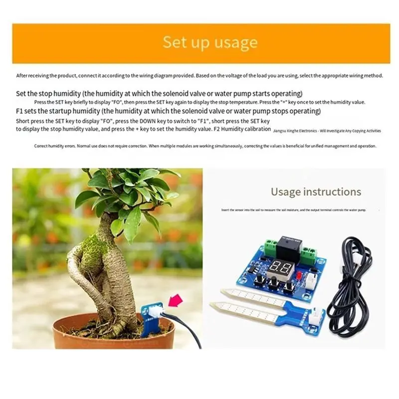 AA60-3X 12V Digital Soil Humidity Sensor Controller For Automatic Irrigation Water Management With Real-Time Monitoring