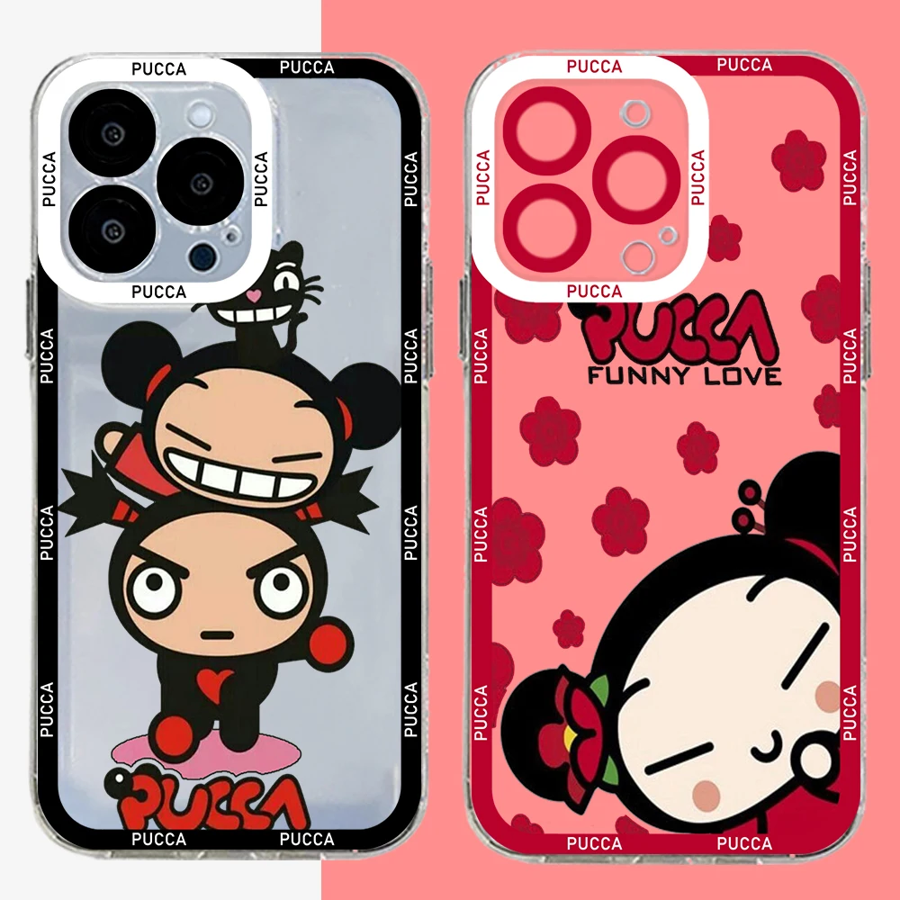 Cartoon Doll Phone Case For P-PUCCAS iPhone 16 15 14 13 12 11 Mini Pro Max X XR XSMax 7 8 Plus SE20 Transparent Cover