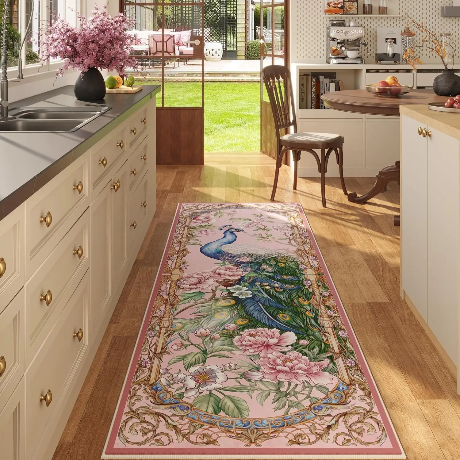 Hallway Runner Rug Animal Floral Print Washable Long Corridor Carpet Soft Low Pile Bedroom Floor Mat Non-slip Kitchen Bath Mats