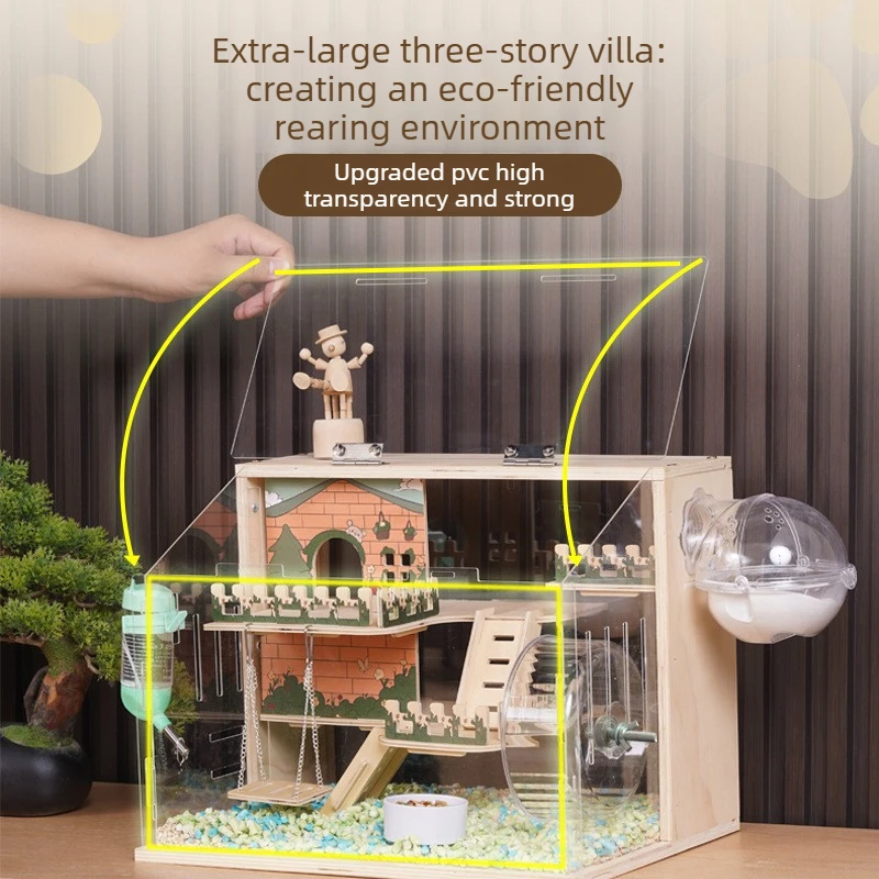 Acrylic Cheap Luxurious Guinea Pig Accessories Hamster Accessories Hamster Cage Large Large Space Panoramic View Breeding House
