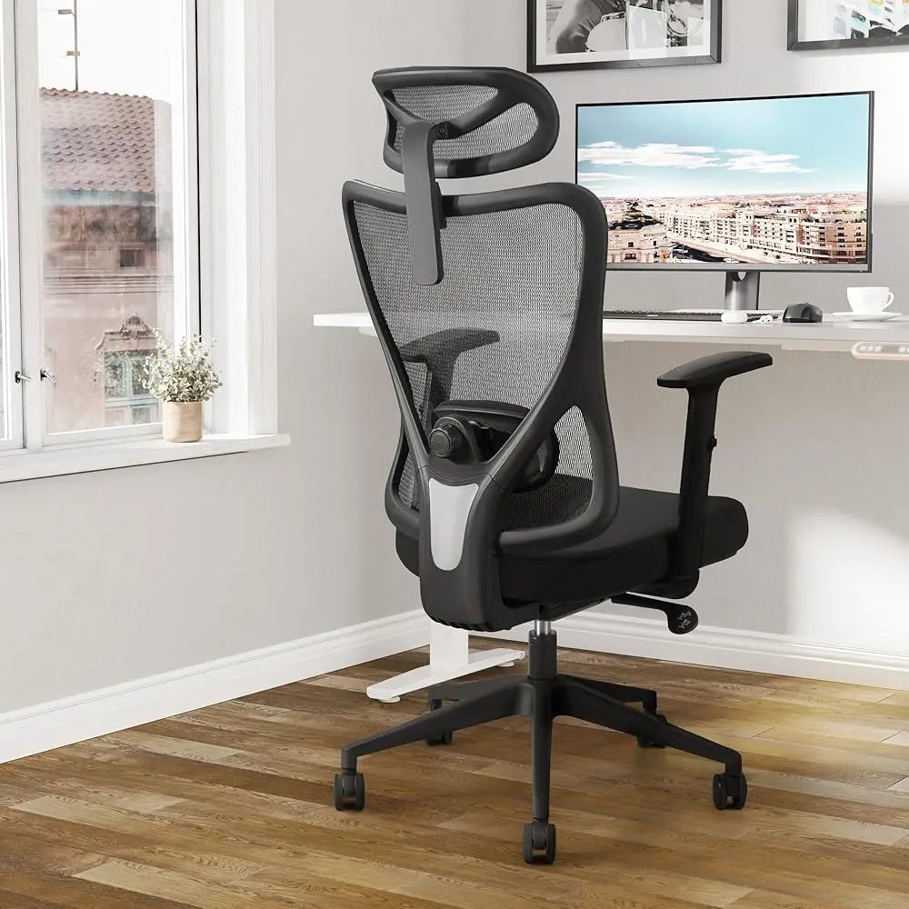 Ergonomic Office Chair High Ba Desk Chair With Headrest Executive Computer Chair With Adjustable Lumbar Support Armrests