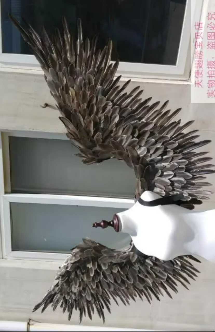 

Gray Devil feather wings Cosplay Amazing photography Game Display Game shooting catwalk model angel stage show prop
