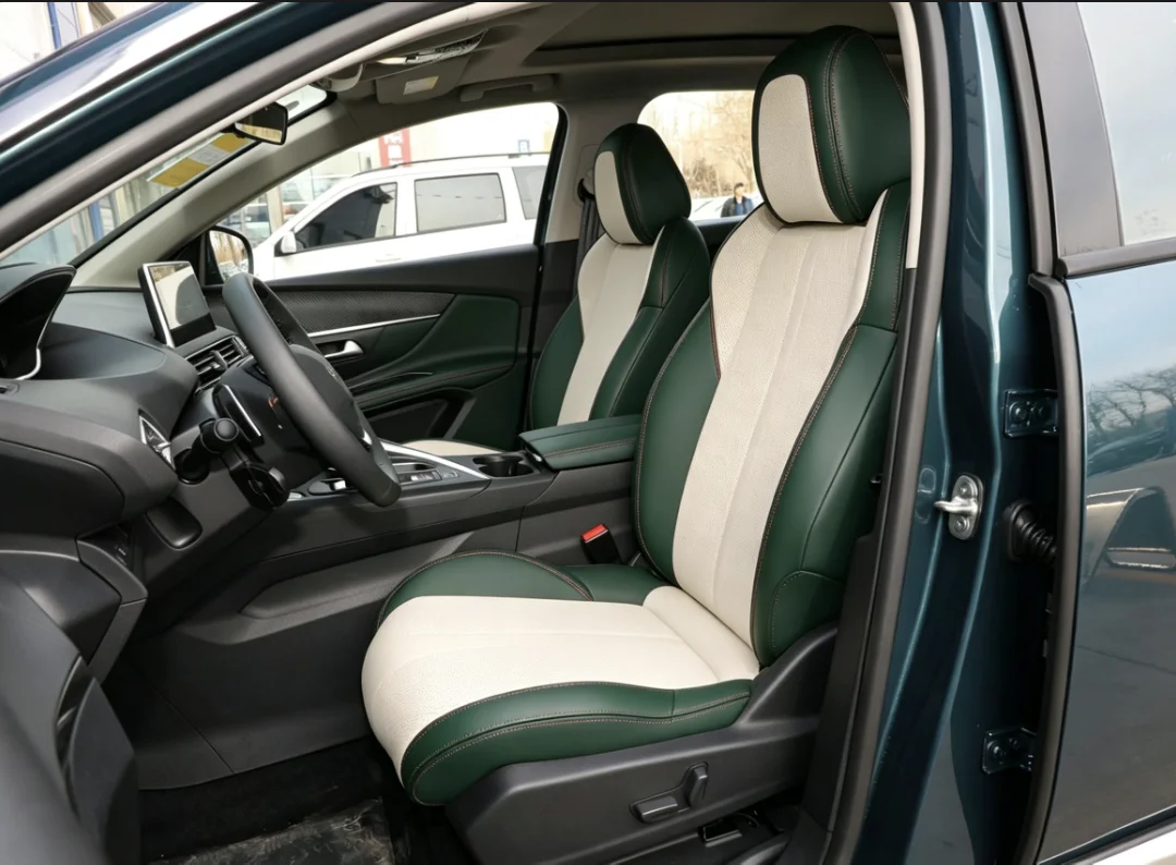 Für Peugeot 5008 2017~2023 Maßgefertigte Autositzbezüge Luxuriöses Nappaleder 100% Passgenau Innenausstattung 360 ° Vollständige Abdeckung – Detail 4