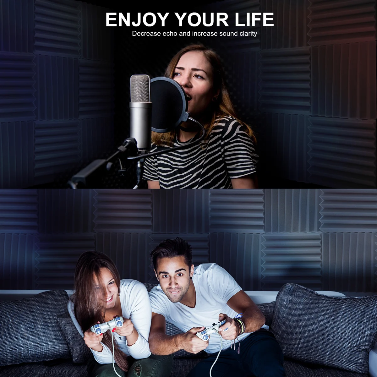 24Pack 1 Inch X 12 Inch X12 Inch Soundproof Foam Panels Sound Absorbing Insulation for Recording Studio, Gaming Room