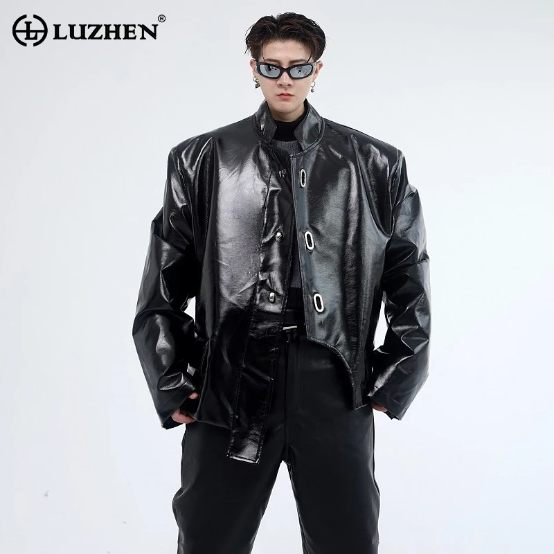 

LUZHEN Asymmetric Design Pu Leather Jacket Trendy High Quality Street 2024 Men's New Stylish Original Coats Free Shipping LZ1940