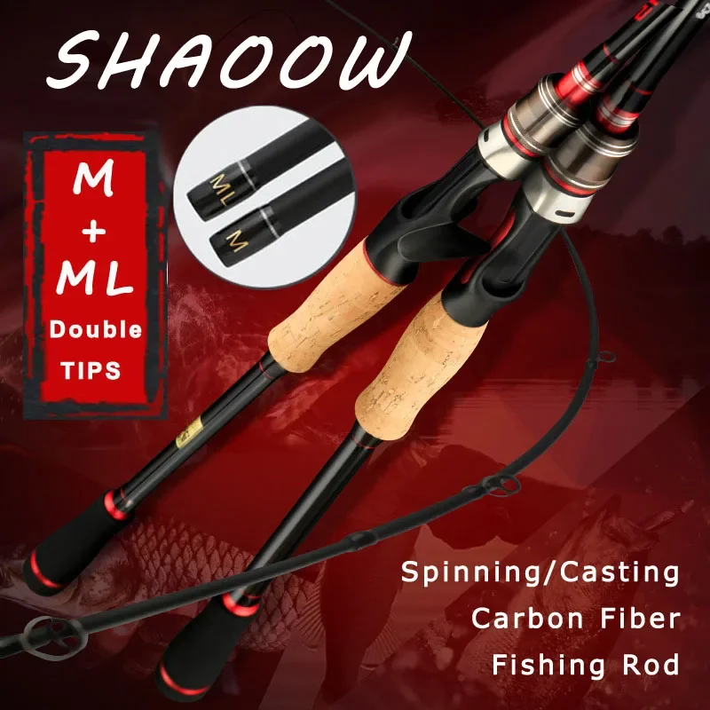 Imagem -02 - Goture-shadow Carbon Fiber Fishing Rod Spinning Casting Rod Gear For Bass Power Seções 1.8m2.4m m ml Dicas