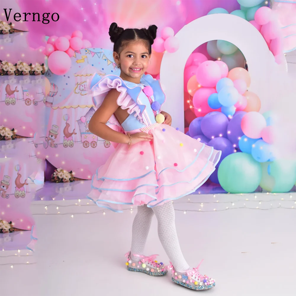 

Красочное мини-платье Verngo из органзы с цветочным узором для девочек, плиссированное, А-силуэта, для дня рождения, вечеринки, наряд принцессы, платье для знаменитостей, на заказ