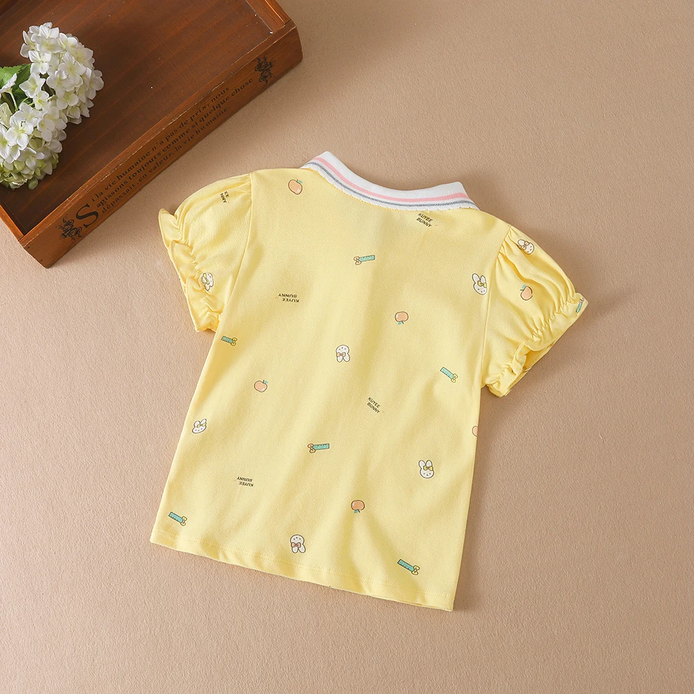 Baby Girls Summer Shirt 2024 New Kids Cotton Short Sleeved Clothes Kids Polo T-shirt Baby Turn-Down Collar Clothes