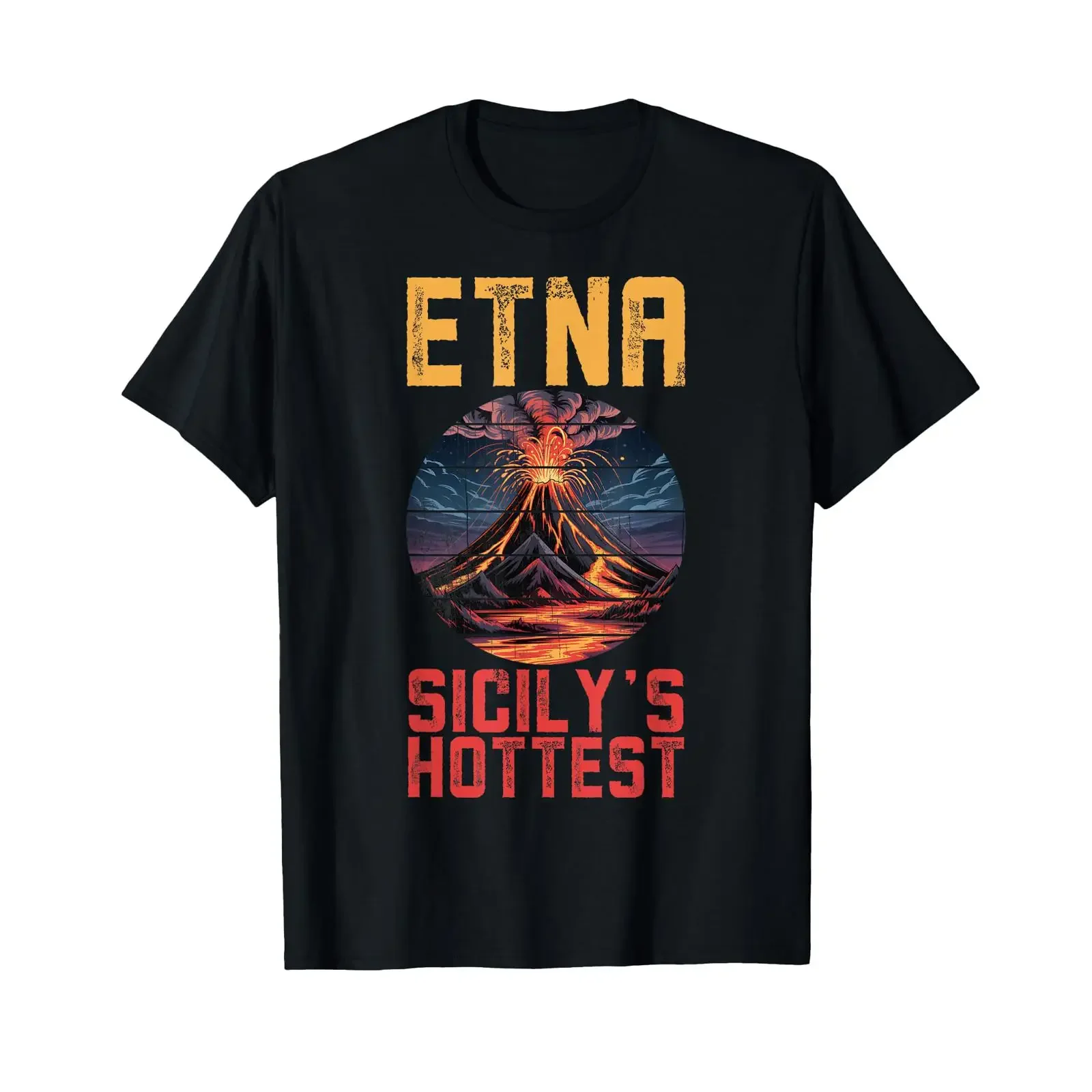 Etna Sicily Volcano T Shirt vintage Washed Comfortable designer clothes Breathable Versatile Stylish homme Stretched