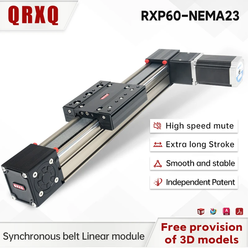 

QRXQ RXP60 Линейная направляющая 40 кг Нагрузка 1200 мм/с 1000 мм 1100 мм 1200 мм Лазерные гравировальные станки с ЧПУ Линейный 3D-принтер Линейный привод