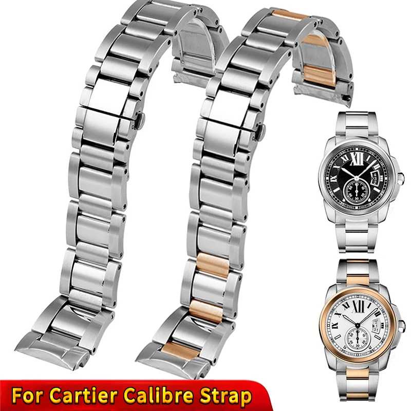 

For Cartier Calibre W7100037/W7100041/W7100015 Metal Watchband Men High Quality Stainless Steel 23mm Wrist strap Watch Bracelets