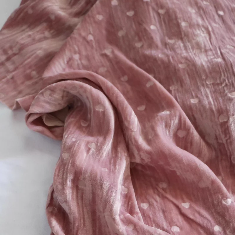 

ins style stunning pink heart-shaped embossed velvet clothing polyester fabric