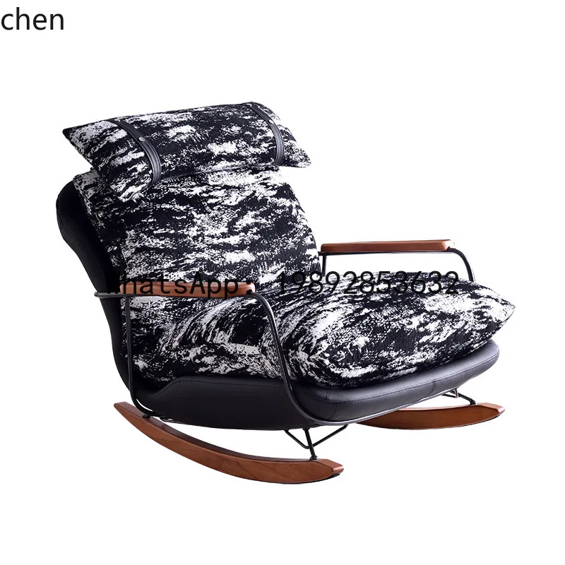 YFY  Living Room Retro Rocking Reclining Balcony Home Adult Rocking Chair Minimalist Wabi-Sabi Style Lazy Leisure Chair
