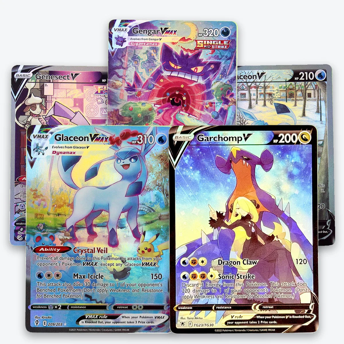 PKM Proxy EN SWSH Garchomp/Genesect/Gengar Rare Card Collection, Holo and Non-Holo, PTCG Gifts Toys