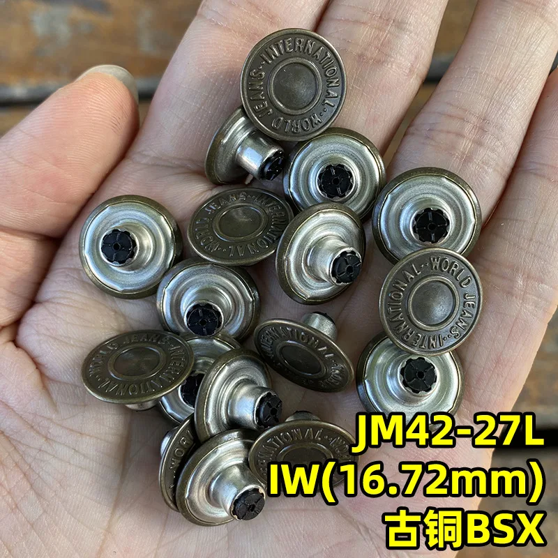 100pcsYKK I-Button IW Denim Buttons Jacket Jeans Buckles Waist Buttons Garment Accessories JM42 Bronze 17mm