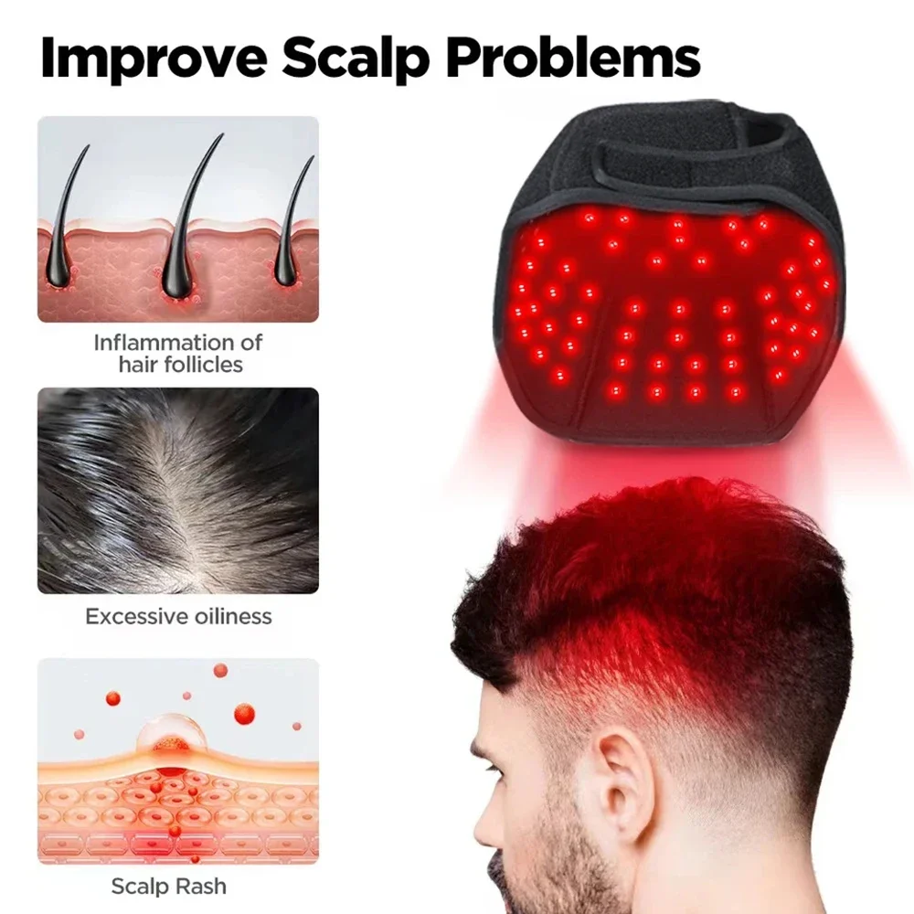 100 Pcs LEDs Red and Infrared Light Therapy Cap 660nm&850nm Infrared LED Hair Growth Hat for Regrowth Scalp Relaxation