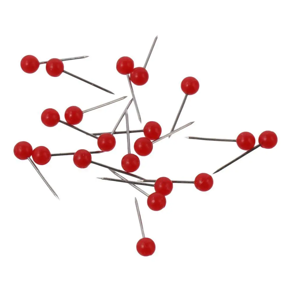 Pinos plásticos portáteis do impulso das tachas do mapa, Pin principal redondo, durável, de pouco peso, vermelho, 300 PCes pela caixa