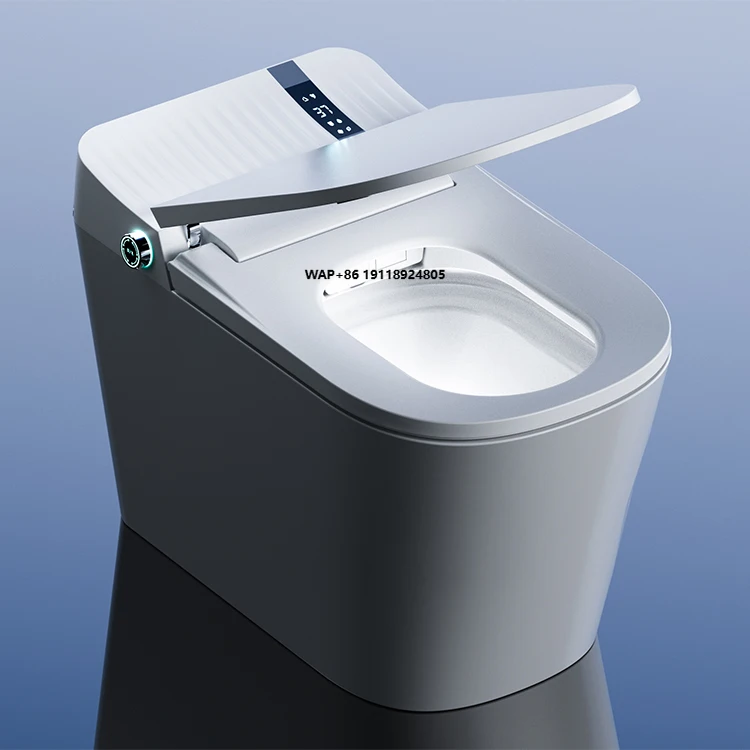 Economical Intelligent Elongated Toilet-Radar Sensor Auto Flush Heated Seat Remote Control S-trap Drainage Floor Mounted Simple