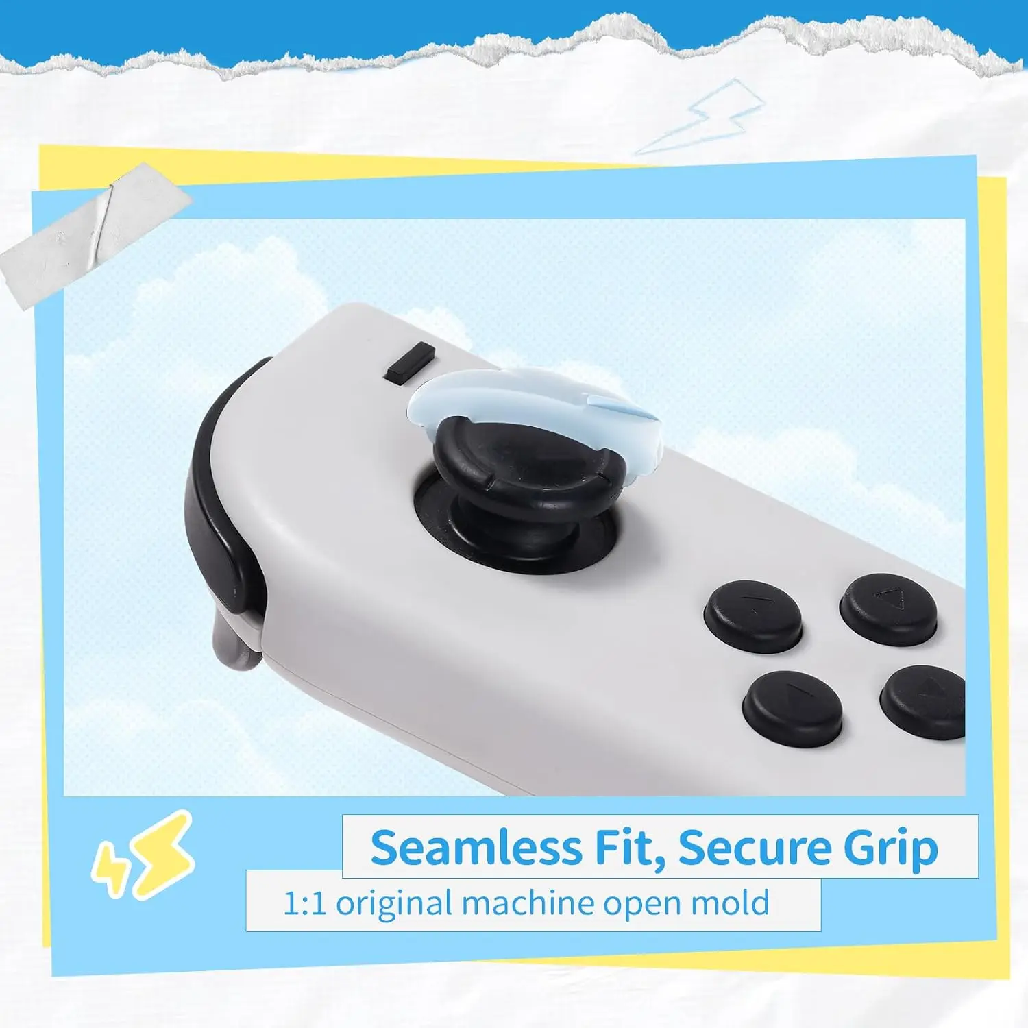 GeekShare Weather Mood Silicone Joystick Caps Compatible with Nintendo Switch/OLED/Lite, Lightning Rain Cloud Design , 4PCS view 4