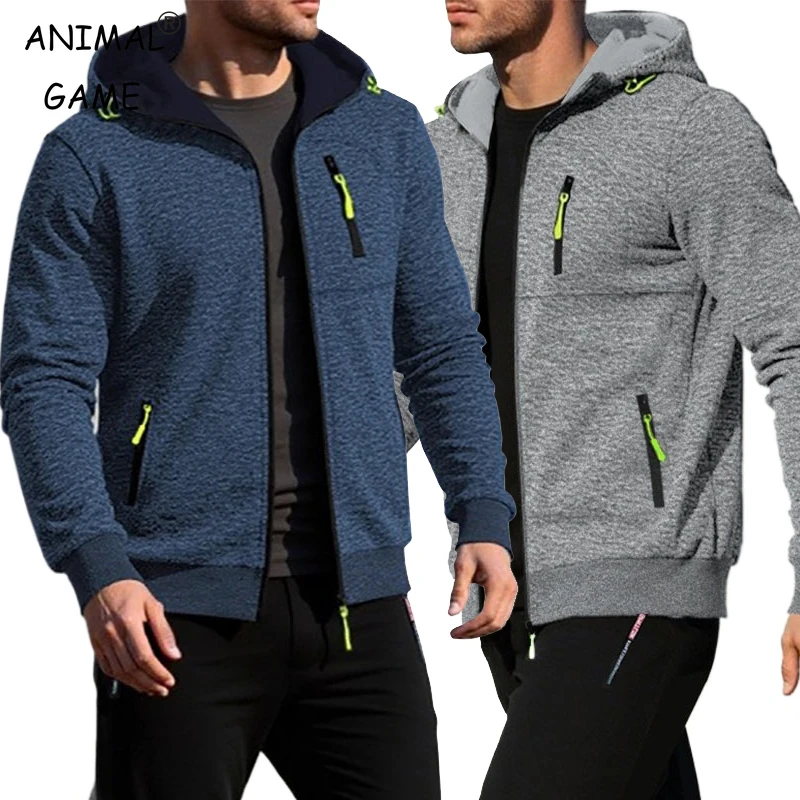 

Осенняя мужская повседневная куртка, облегающие толстовки с капюшоном на молнии, однотонные пальто, спортивная одежда, мужской спортивный костюм, толстовка с капюшоном, уличная одежда